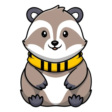 badger head with yellow and black striped scarf sticker