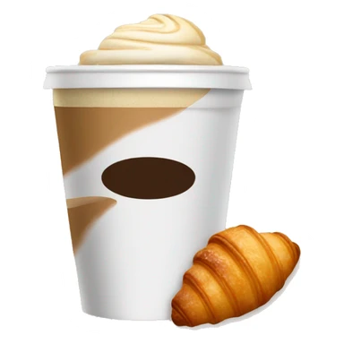 Disposable cup with cappuccino and croissant sticker