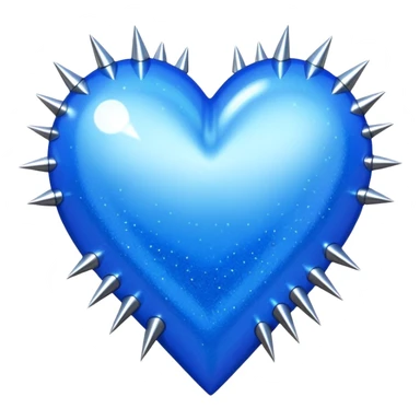 blue glittery heart with chrome spikes sticker