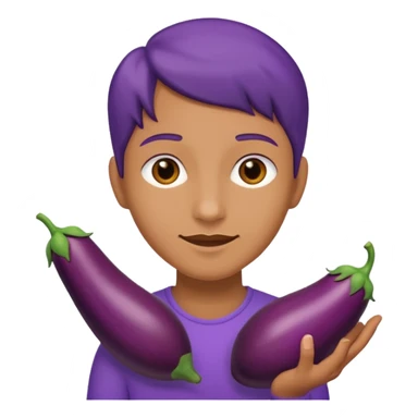 holding brinjal sticker