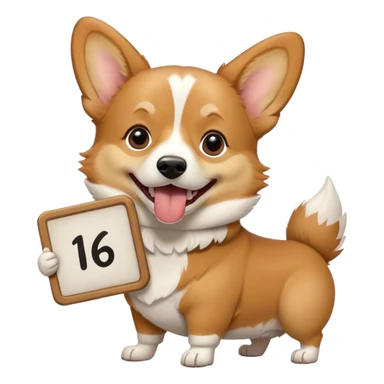 corgi holding a sign that says "a16z" in its mouth sticker