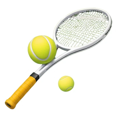 A tennis racket and ball on a grass or hardcourt surface, symbolizing the sport. The racket has a sleek design with tightly strung strings, while the bright tennis ball rests nearby, capturing the essence of precision, agility, and competition. sticker