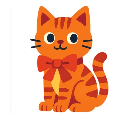 cat with a ribbon sticker
