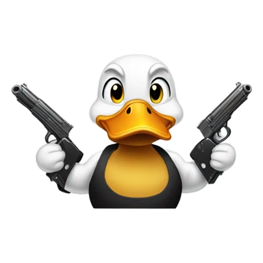 Duck has muscles with a gun sticker