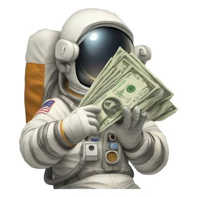 Astronaut holding a few dollars sticker