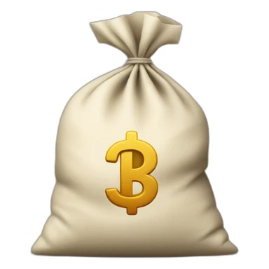 Money bag with letter ₸ in the center of the bag sticker