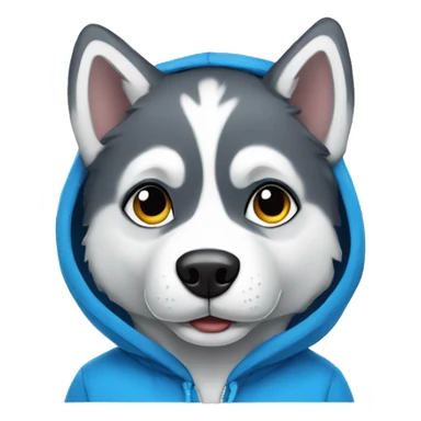 husky in a blue hoodie sticker