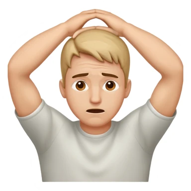 A man that’s is stressed as he puts his hands on his head sticker