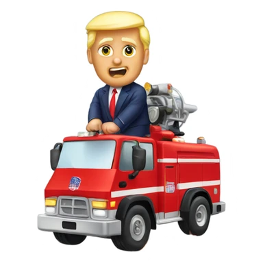 TRUMP RIDING FIRETRUCK sticker