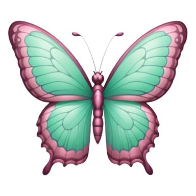 Beautiful mint green and warm dusty rose lila butterfly with detailed wings sticker