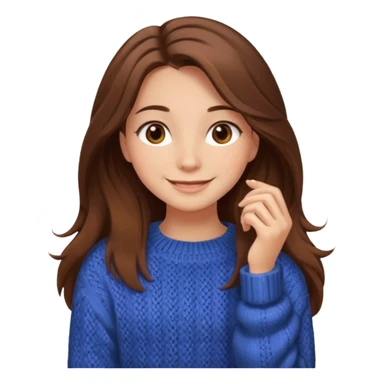 Cozy girl with long brown hair and brown eyes sticker