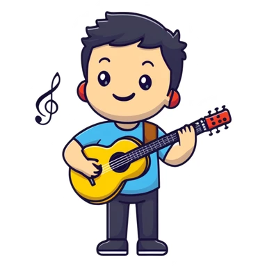 Musician with a confident smile looking up sticker
