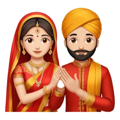 Two hands in a engagement..One hand of groom and one hand of bride. Bride dress - red/yellow saree. groom- light orange punjabi (oonly hands will be visible sticker