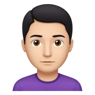 Jeff Fatt black hair, brown eyes, purple shirt sticker