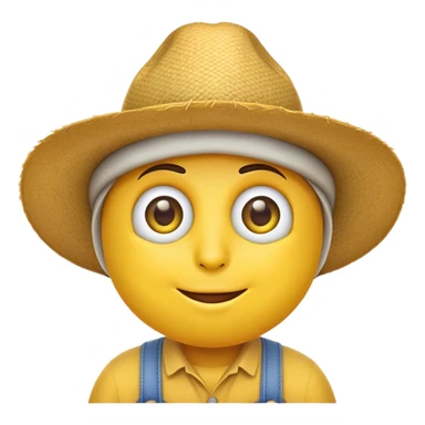 rolling eyes emoji with a farmers hat sticker
