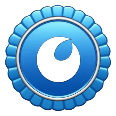 A blue scalloped circle with a verified thing sticker