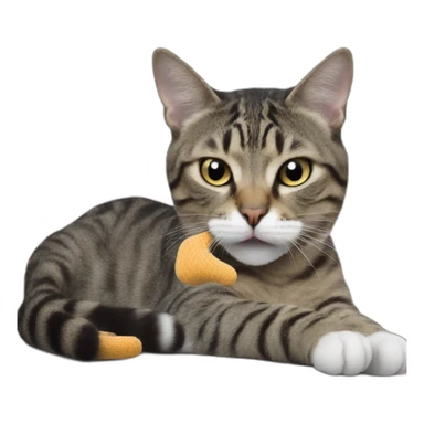 Cat eating a sock sticker