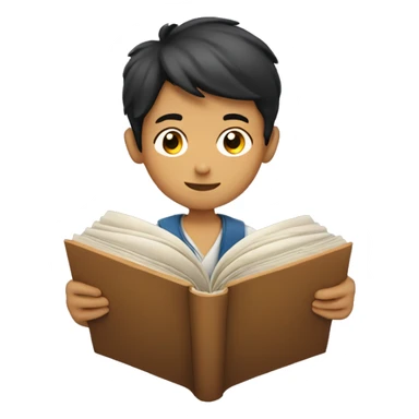 Asia boy reading book sticker