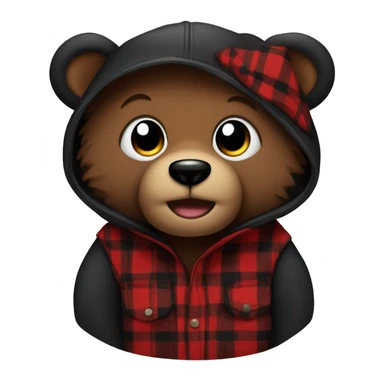 Black bear with red and black flannel sticker