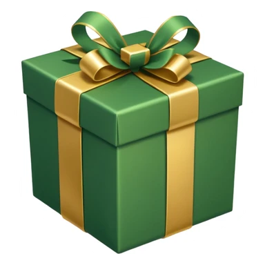 gift box with green wrapping and gold ribbon sticker