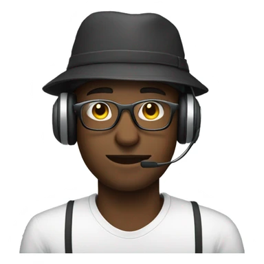 A black male with glasses and drip hat on his headset  sticker