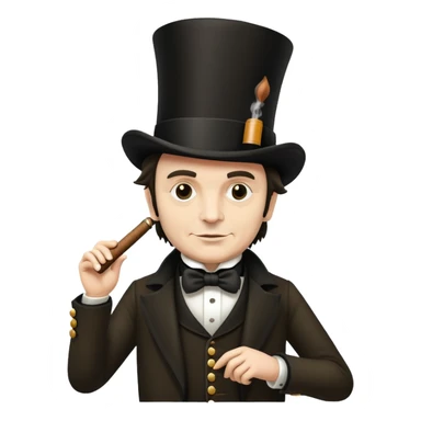 Isambard Kingdom Brunel with a top hat and cigar sticker
