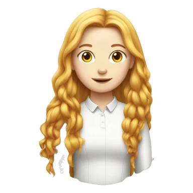 White Ginger girl with Long hair and a hen sticker