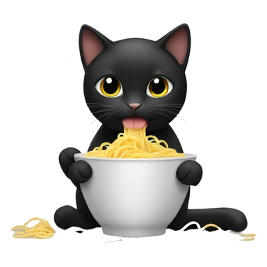 Black cat who eats noodles sticker