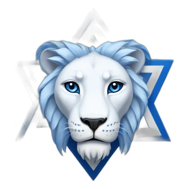 blue+white lion head in a Star of David sticker
