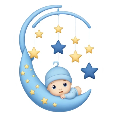 Blue baby mobile with stars and moon sticker