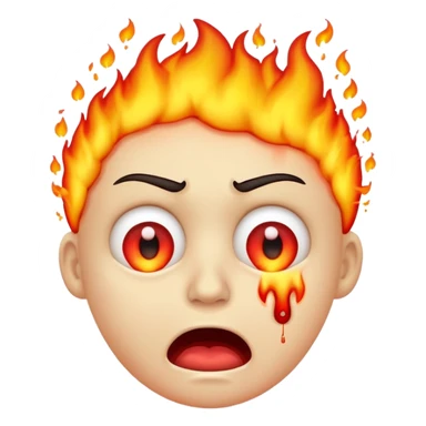 emoji scared and worried face with burning eyes and vomiting sticker