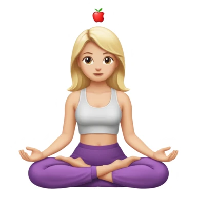 blonde white girl baddie emoji meditating, apple style, with a confident expression sticker