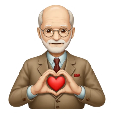 An emoji of sigmund freud making a heart with his hands sticker
