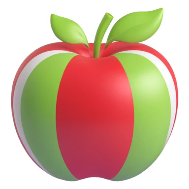 an apple with green, white, and red stripes inspired by the Mexican flag, 3D style, no text sticker