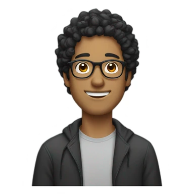 guy with curly black hair with specs sticker