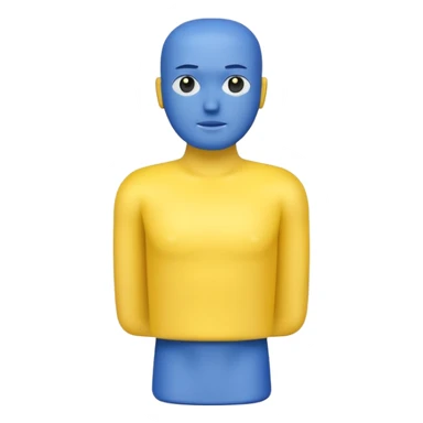 Toy: yellow square head  blue square troso   sticker