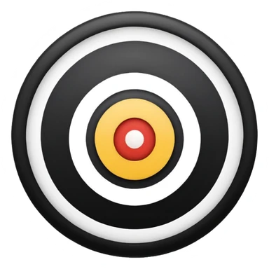 A black circle surrounded by a white circle surrounded by a white circle like a target sticker