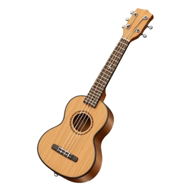 Minimalistic flat vector icon, iOS style, thin black contour on white background. Small ukulele guitar with four strings. Clean, no text, no shadows sticker