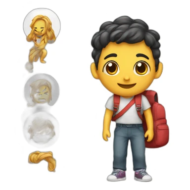 criar uma abelha indo para a escola com mochila e dando chau sticker