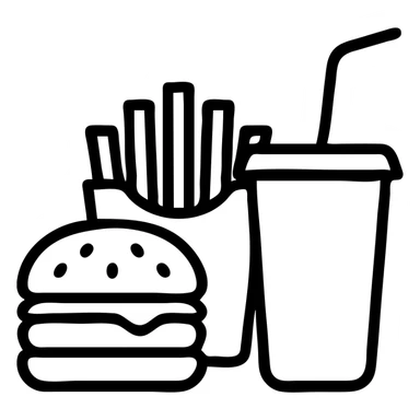 burger meal set with fries and drink sticker