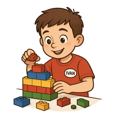 A boy named Ivan who loves to build with LEGO sticker