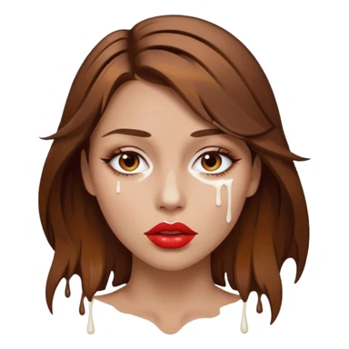 Brown Hair, Woman, white paint drip, face, hot, Sexy, lips sticker
