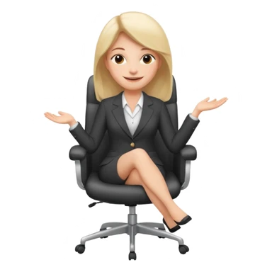 Cartoon face woman smiling and relaxing and aligned in a chair in office make the face a cartoon character  sticker