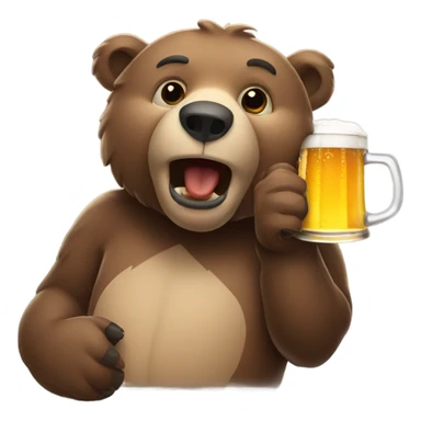 Bear drinking a beer sticker