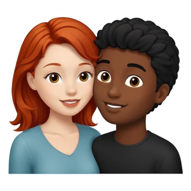 Redhead white girl kissing black hair black boy sticker