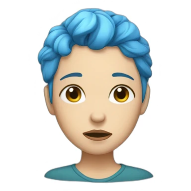 tired stressed girl with blue hair sticker