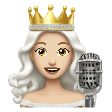 White beauty queen with crown singing in Karaoke sticker