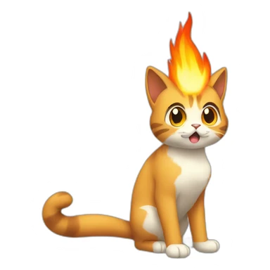 Sitting-bicolor-cat-fire-pokemon-shocked sticker