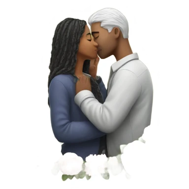 Hyper Realistic Couple kissing with flowers around them sticker