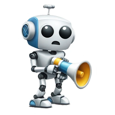 robot holding a megaphone sticker